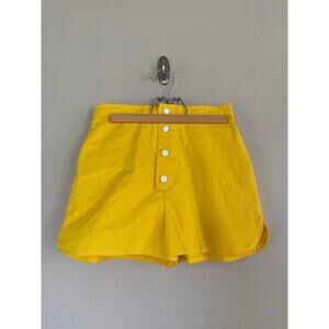 Vtg Yellow 70s contrast stitch high waist  SHORT shorts snap button Pantree Sz S